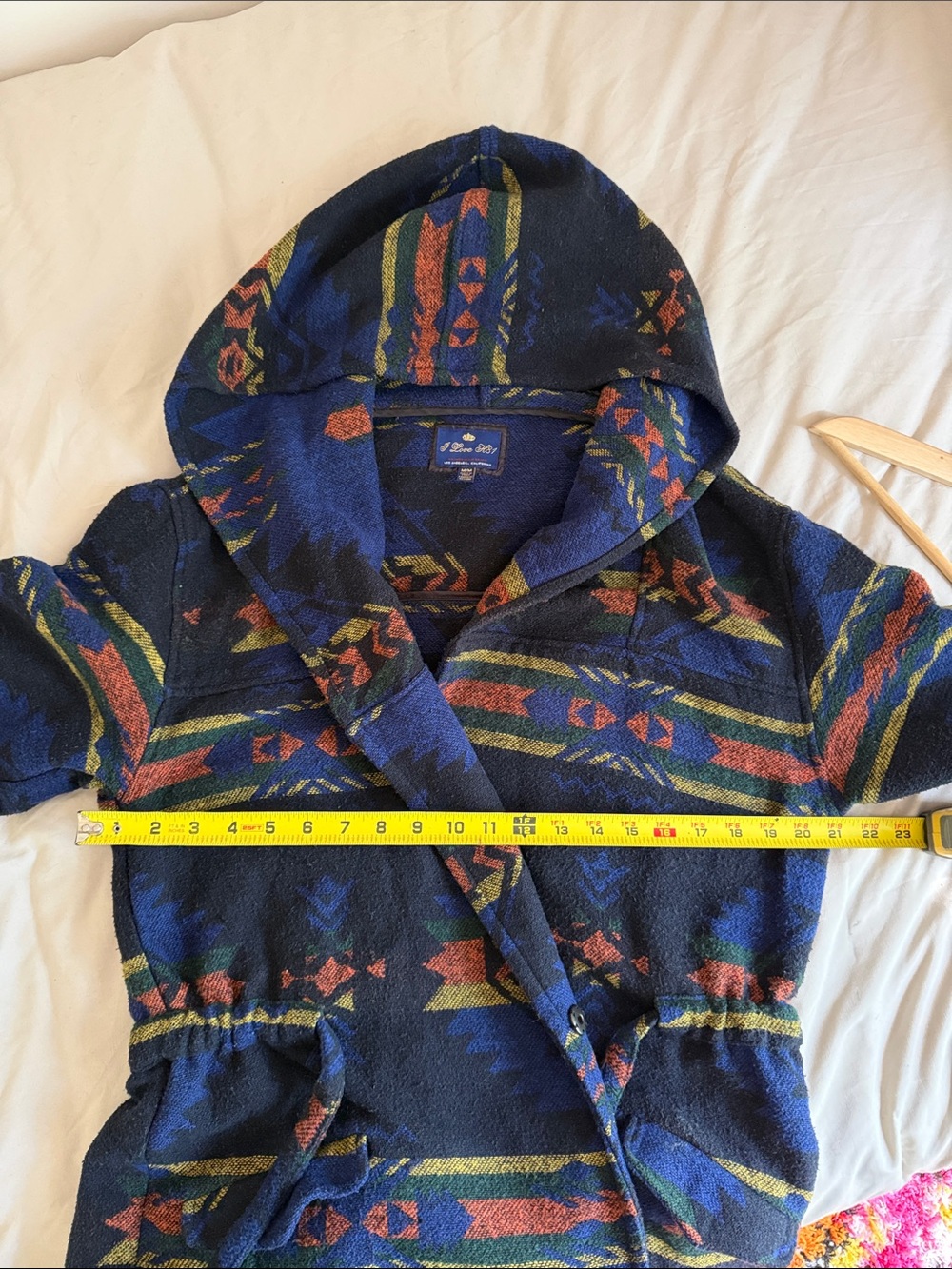 Forever 21 Southwestern Print Hooded Wrap Wooly Sweater Coat | Women's Medium - Picture 11 of 11
